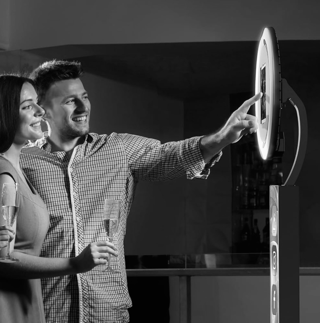 Guests enjoying a ring-light photo booth experience